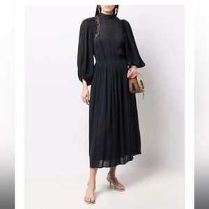 ISABEL MARANT ÉTOILE Jaena Lace Cotton-voile Midi Dress (Black)